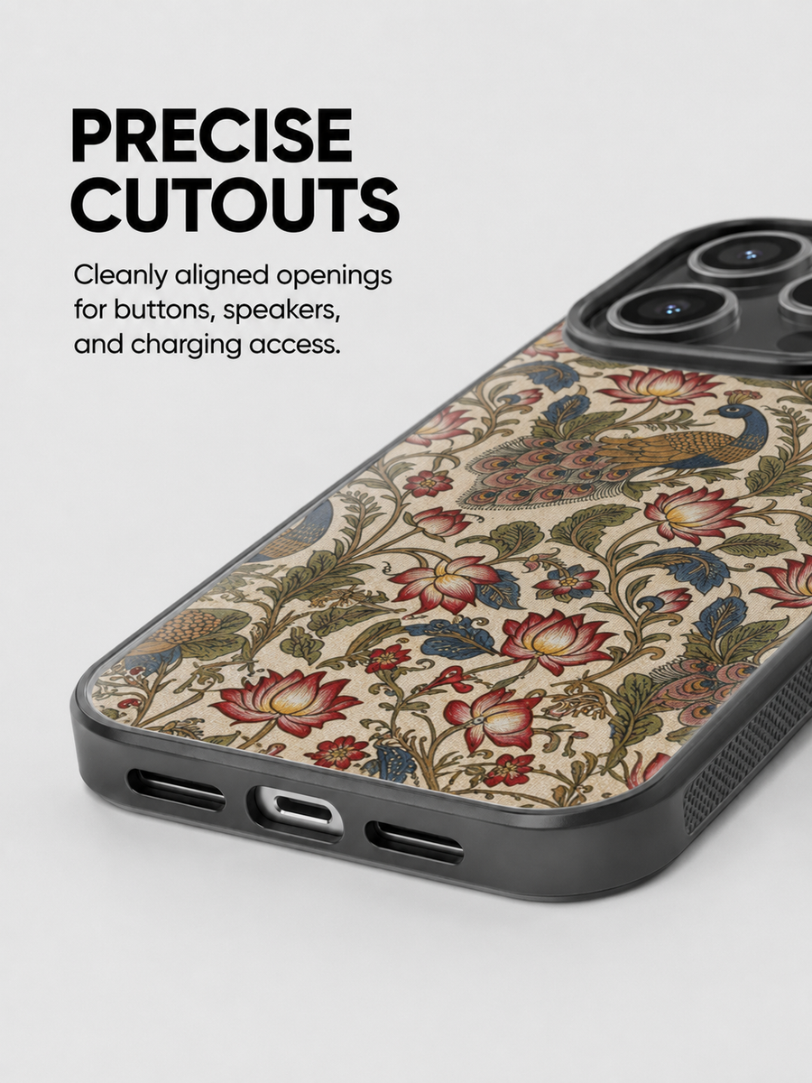 Precise phone case cut-outs for speakers and charging access