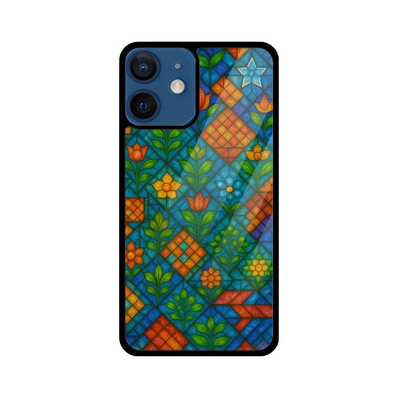 Sash Case Colourful Stained Glass phone case with vibrant Indian-inspired floral and geometric patterns in a gloss finish