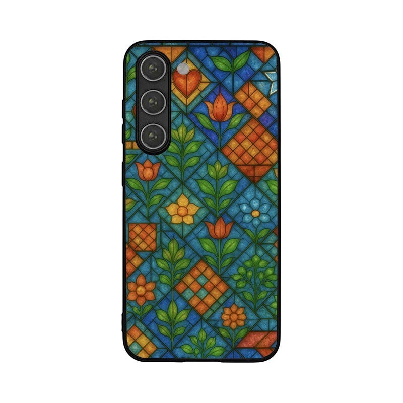 Sash Case Colourful Stained Glass phone case with vibrant Indian-inspired floral and geometric patterns in a gloss finish