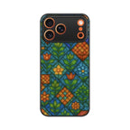 Sash Case Colourful Stained Glass phone case with vibrant Indian floral geometric patterns and a glossy finish.
