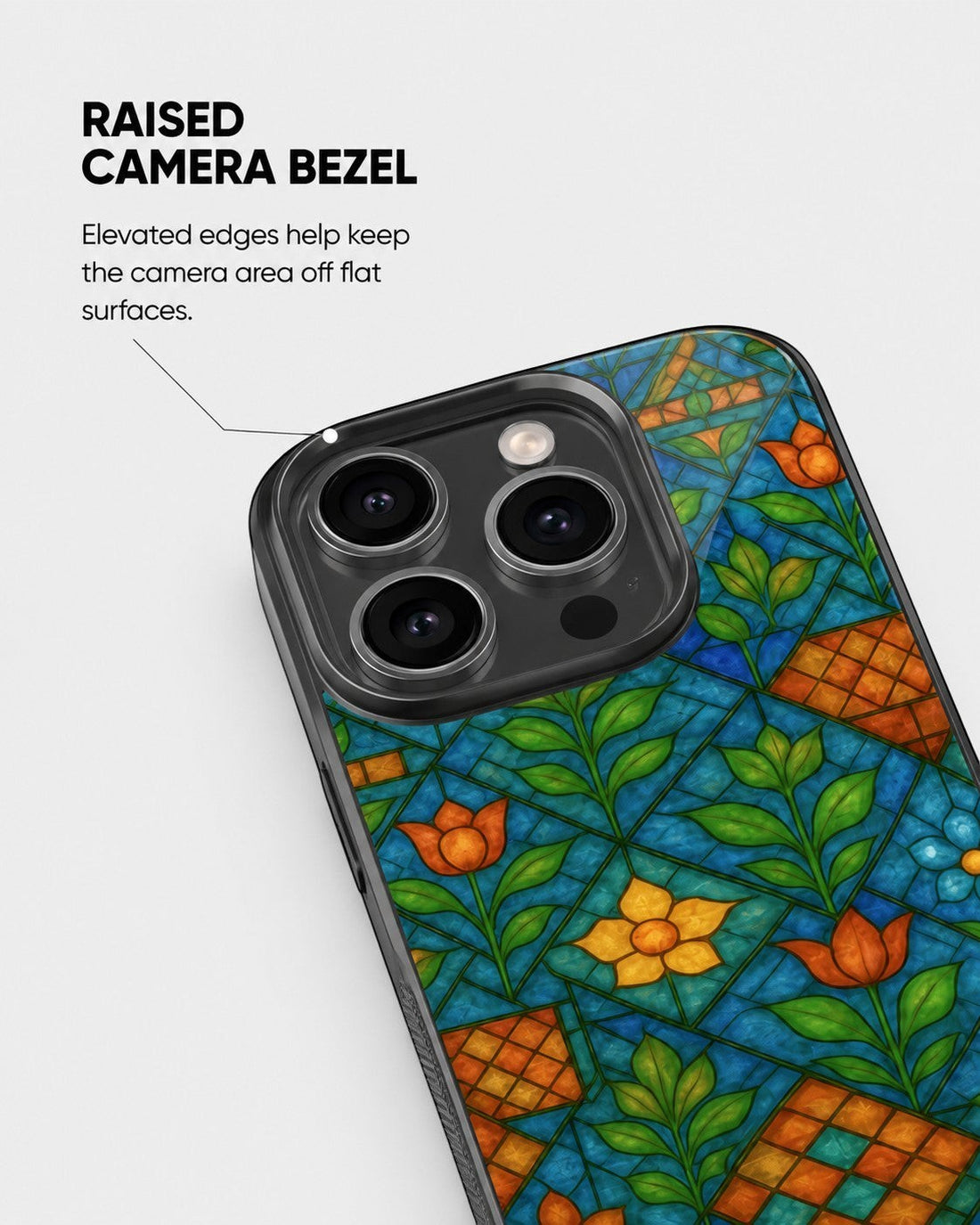 Sash Case Colourful Stained Glass phone case with floral patterns and a raised camera bezel for protection